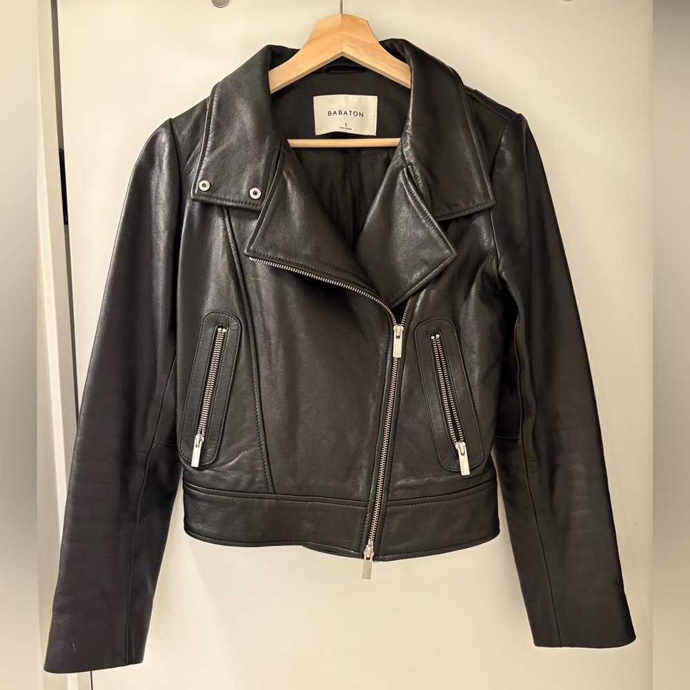 Aritzia Babaton Black Leather Jacket